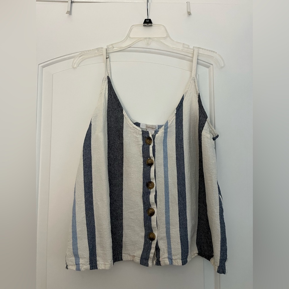 Revamped Button Front Striped Tank Top